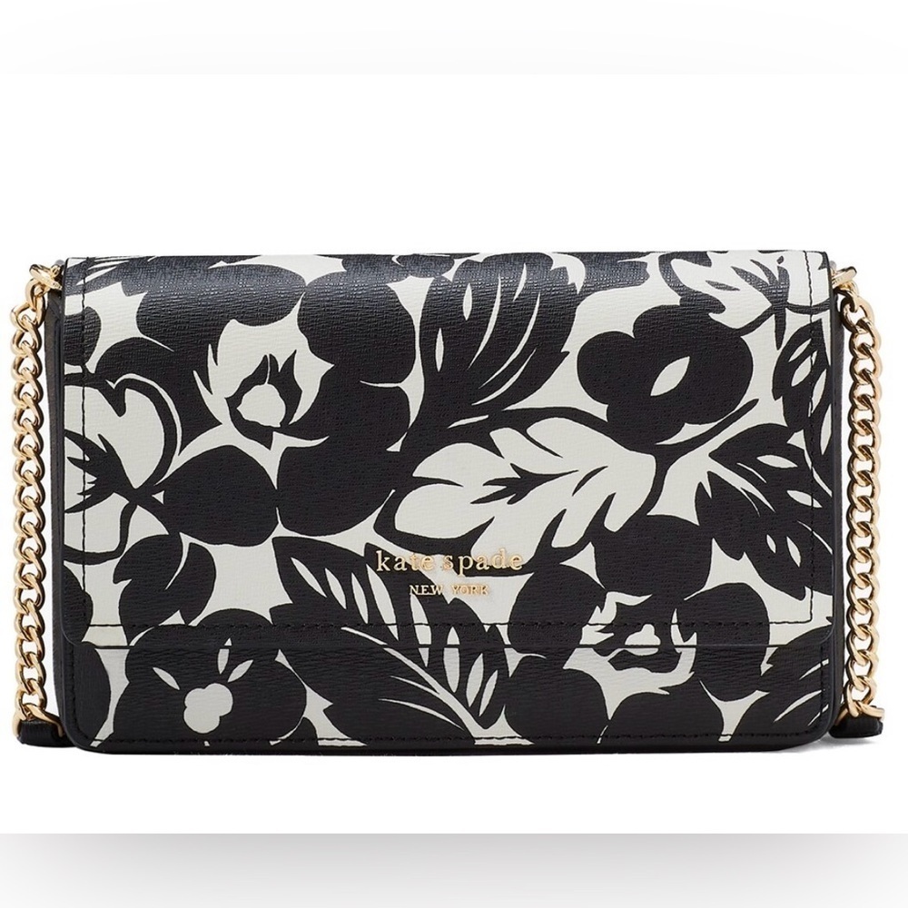 New Kate Spade Printed Wallet On Chain Bag